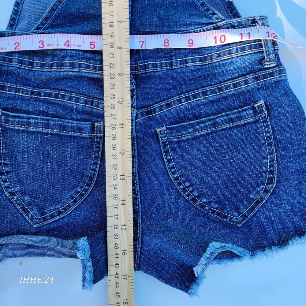 Jordache Denim Shortalls With Lace-Up Sides And Pockets Medium - Picture 3 of 7